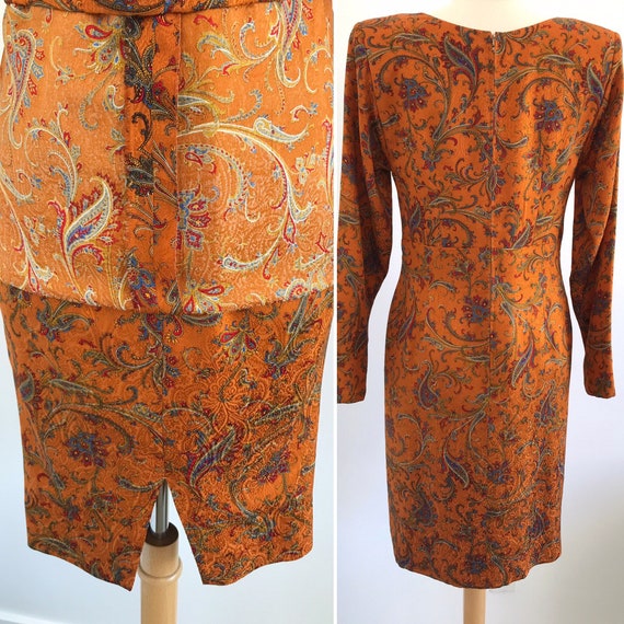Beautiful Vintage 1990s Paisley Dress with Asymme… - image 8