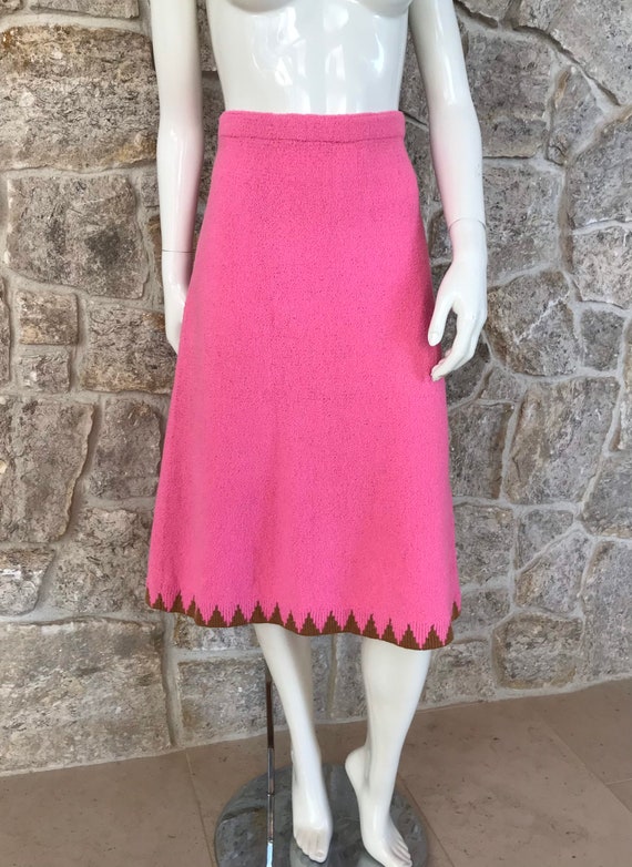 Pretty Vintage 1970s Adolfo Pink Knit Skirt - image 5