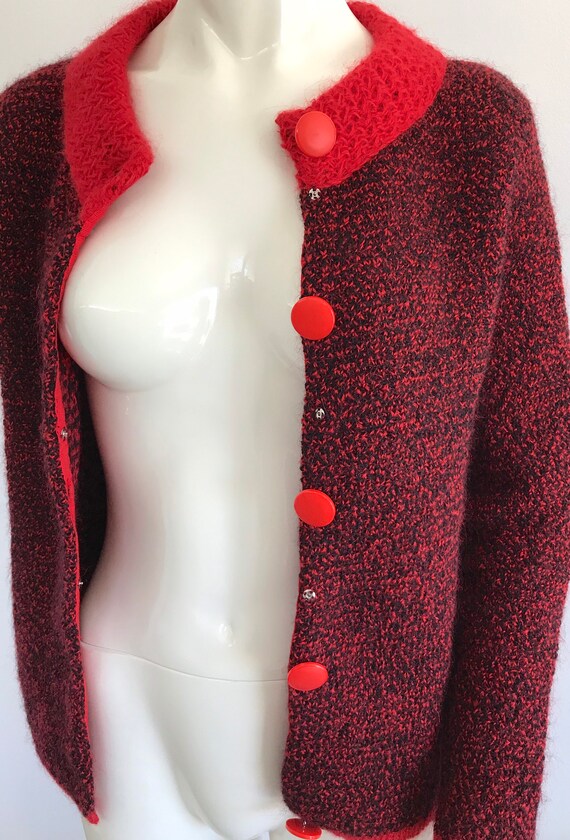 Vintage 1950s 1960s Jane Irwill Red and Black Moh… - image 8