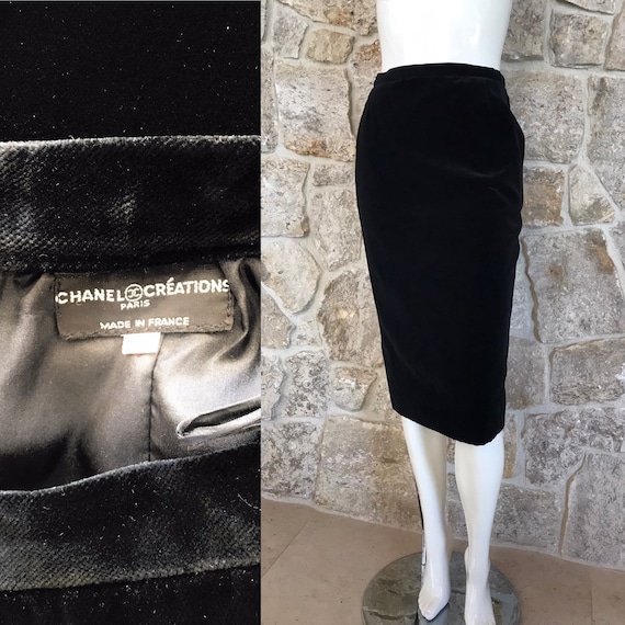Chanel black velvet clearance skirt