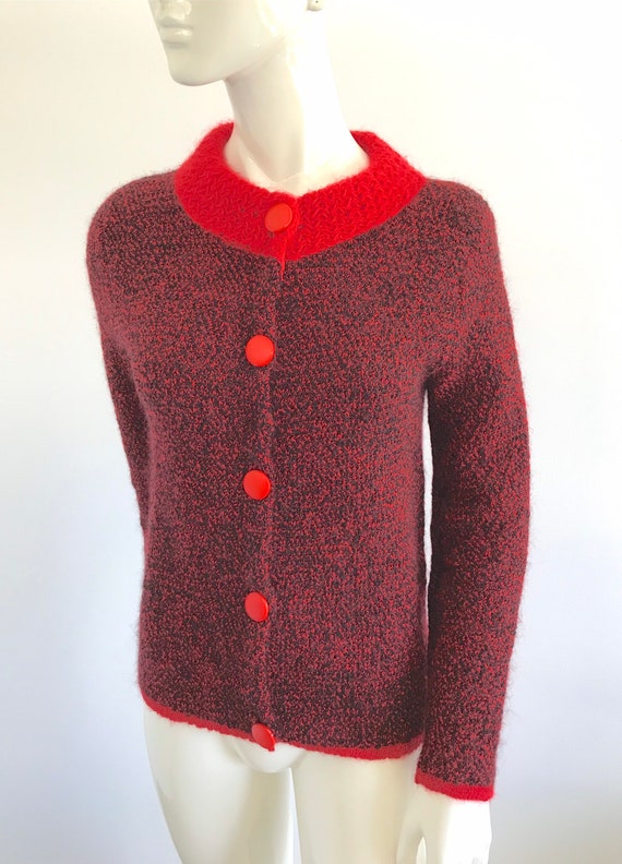 Vintage 1950s 1960s Jane Irwill Red and Black Moh… - image 2