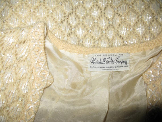 Vintage 1960s Marshall Field Winter White Beaded … - image 5