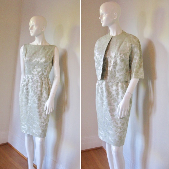 Vintage 1960s Carol Craig Palest Green Floral Broc