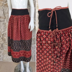 Gorgeous Vintage 1970s Indian Cotton Skirt by California Babes image 1