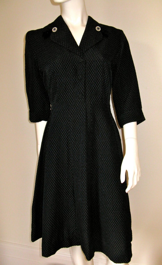 Vintage 1950s Sophisticated Lucy Black and Blue E… - image 3
