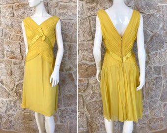 Incredibly Beautiful Vintage 1950s 1960s Robert Morton Ruched Cocktail Dress
