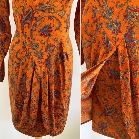 Beautiful Vintage 1990s Paisley Dress with Asymme… - image 7
