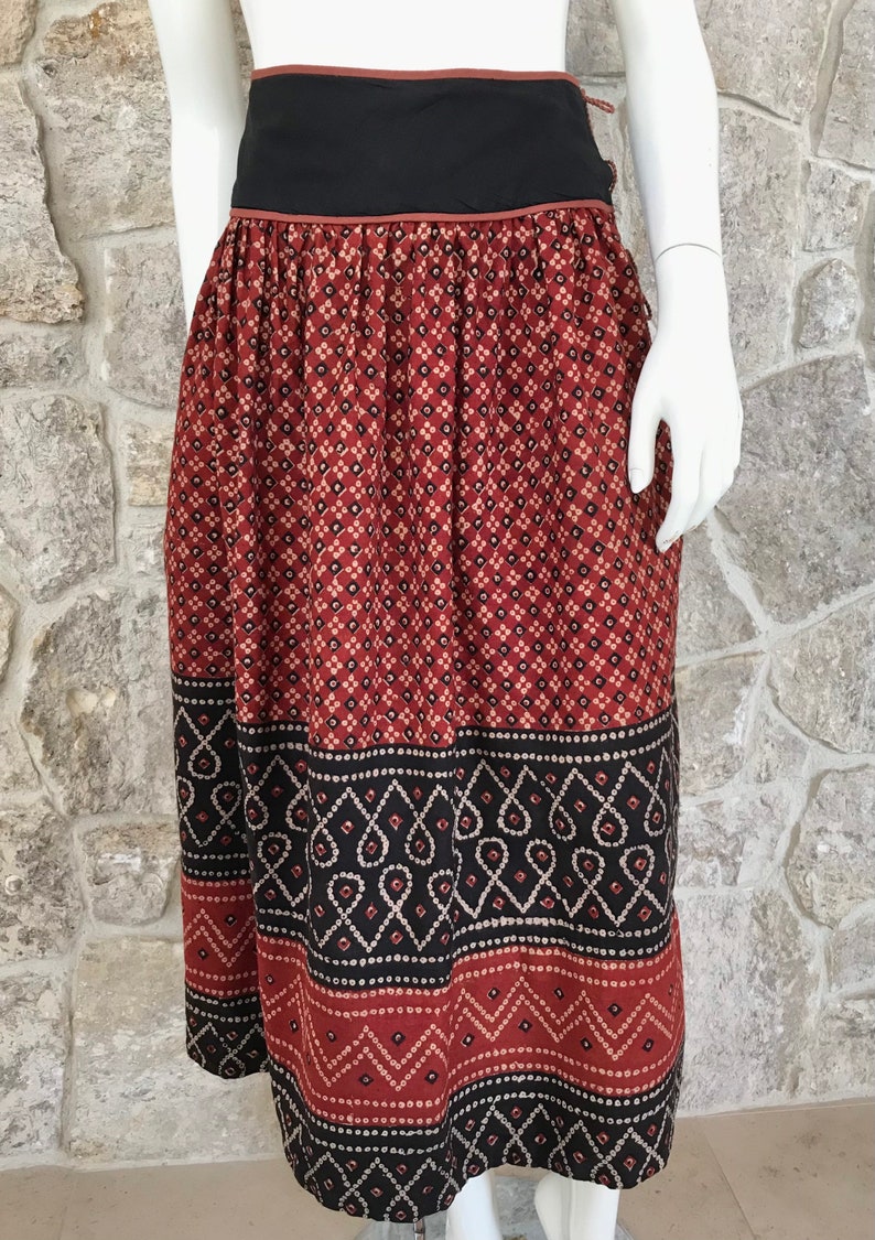 Gorgeous Vintage 1970s Indian Cotton Skirt by California Babes image 2