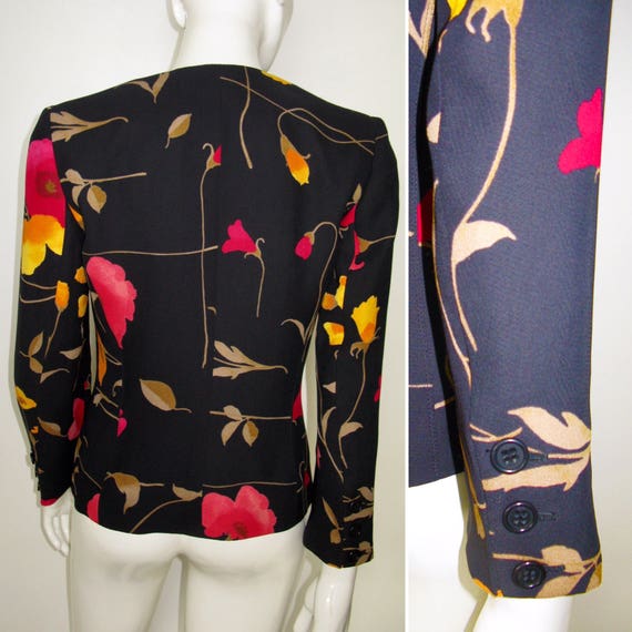 Vintage 1980s Sonia Rykiel Paris Black Floral Bla… - image 3