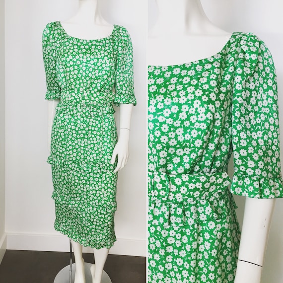 green white floral dress