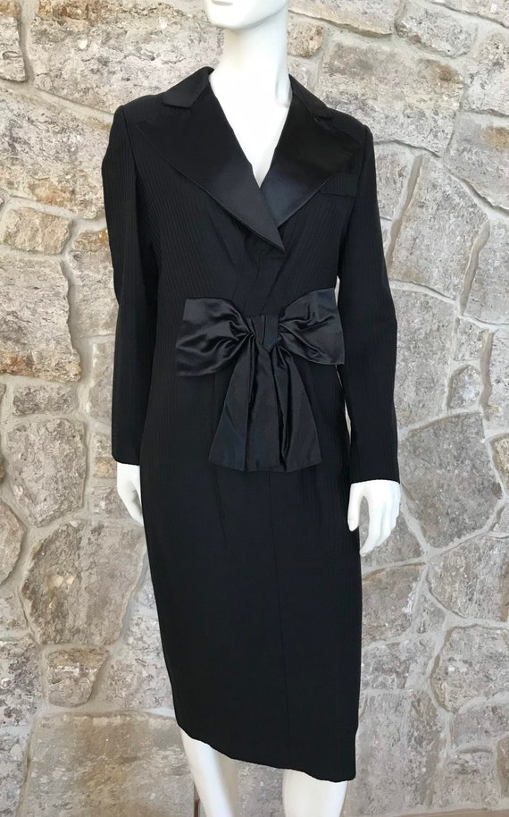 Fantastic Vintage Tuxedo Dress with Satin Collar … - image 2