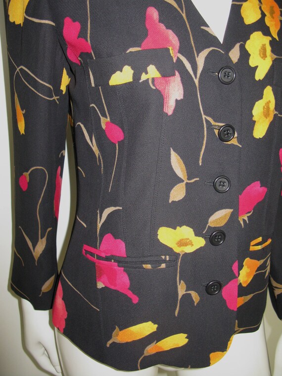 Vintage 1980s Sonia Rykiel Paris Black Floral Bla… - image 2