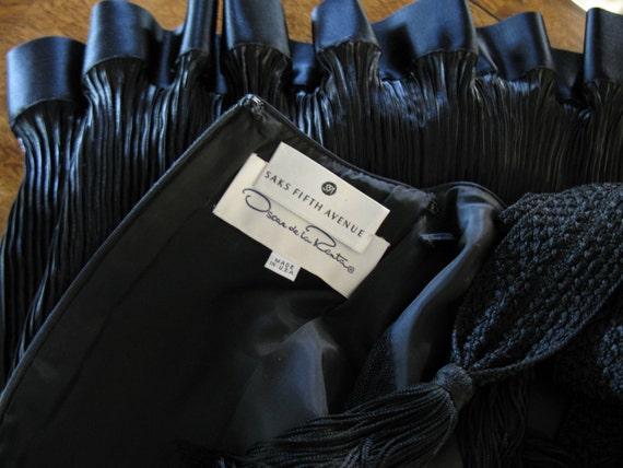 Elegant Vintage Oscar de la Renta Black Silk Dres… - image 5