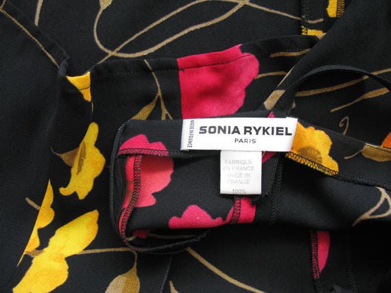 Vintage 1980s Sonia Rykiel Paris Black Floral Low… - image 5