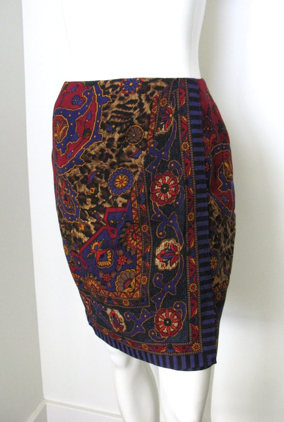 Vintage 1980s Emanuel Ungaro Wool Print Faux Wrap… - image 4