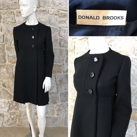 Fabulous Vintage 1960s Donald Brooks Black Wool Dr