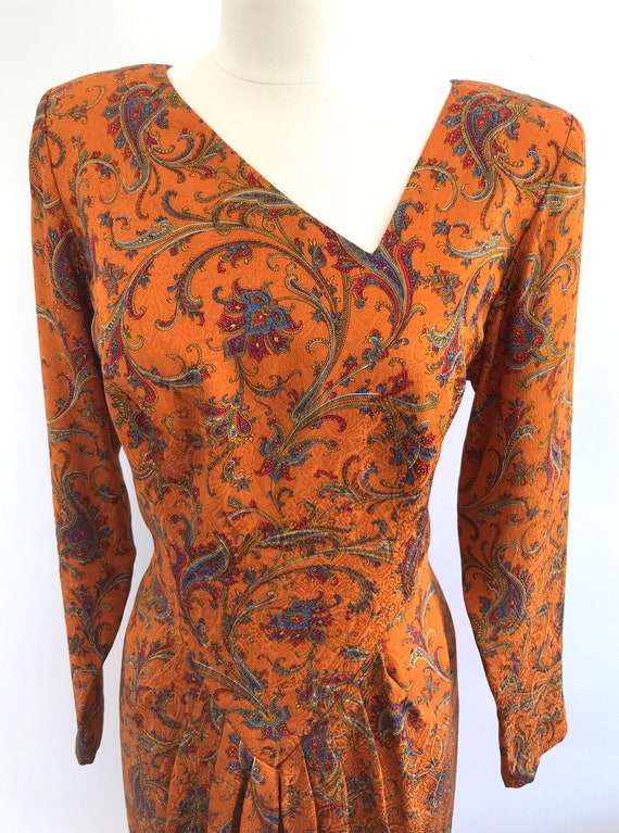 Beautiful Vintage 1990s Paisley Dress with Asymme… - image 5