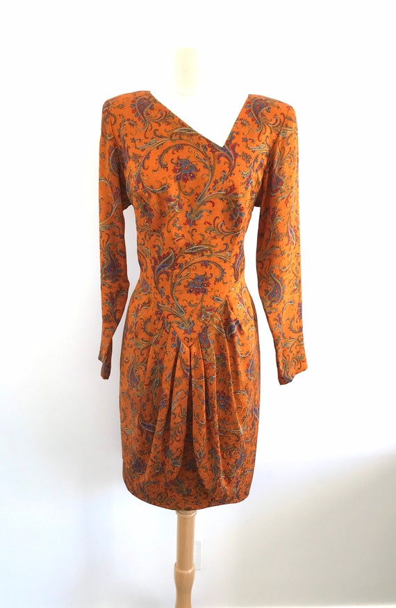 Beautiful Vintage 1990s Paisley Dress with Asymme… - image 4