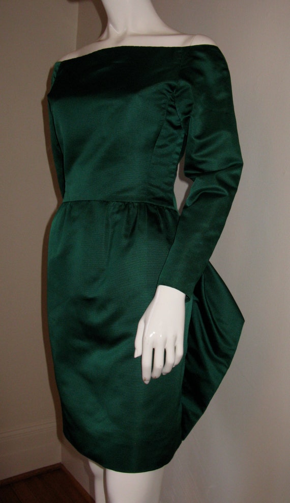 Vintage Scaasi Boutique Emerald Green Long Sleeve… - image 3
