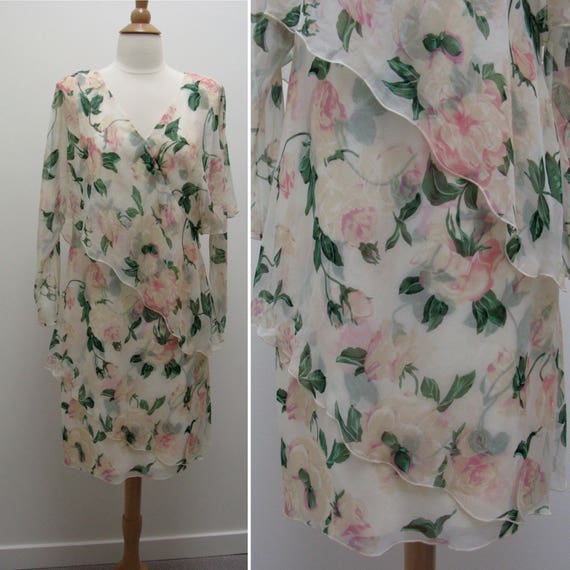 Vintage 1970s 1980s Holly's Harp Romantic Rose Pr… - image 1