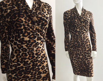 Sexy Vintage 1980s Patrick Kelly Leopard Print Wrap Dress