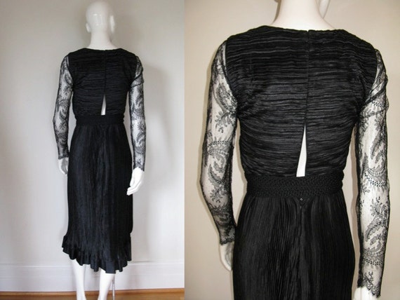Elegant Vintage Oscar de la Renta Black Silk Dres… - image 2