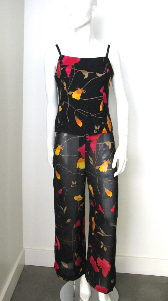 Vintage 1980s Sonia Rykiel Paris Black Floral She… - image 4