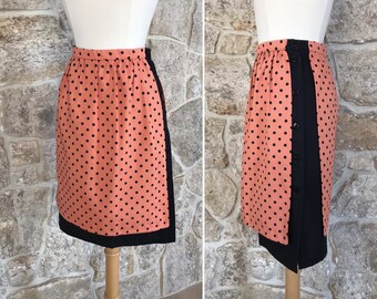 Pretty Vintage Early 1990s Valentino Miss V Polka Dot Skirt with Side Button