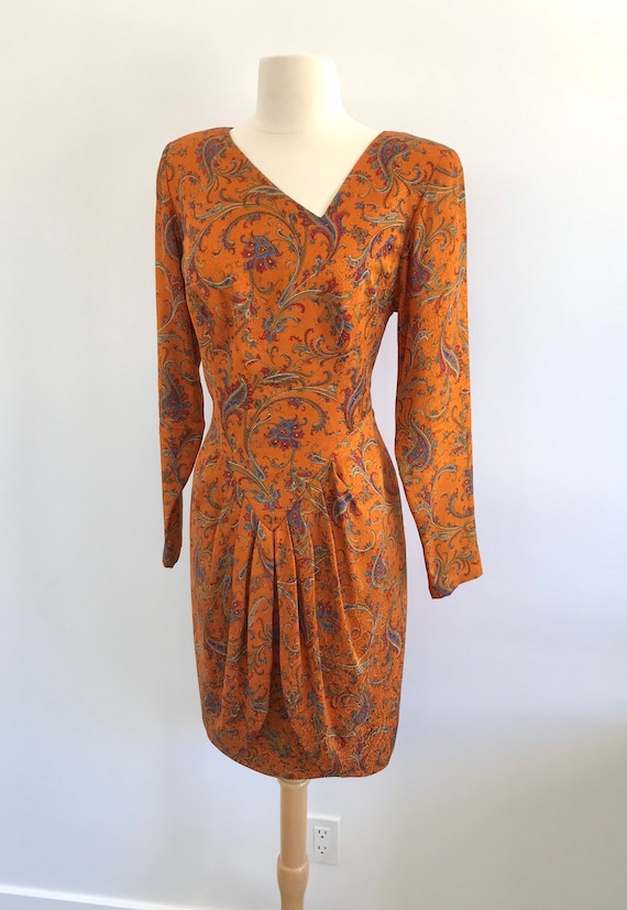 Beautiful Vintage 1990s Paisley Dress with Asymme… - image 2