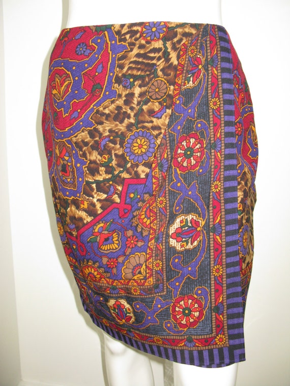 Vintage 1980s Emanuel Ungaro Wool Print Faux Wrap… - image 3