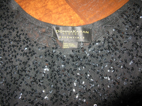 Vintage 1990s Donna Karan Black Sequin Stretchy M… - image 5