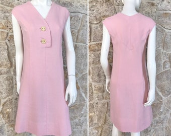 Adorable Vintage 1960s Pink Sleeveless Mod Sheath Dress