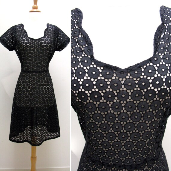 Vintage Circle Eyelet Lace Dress with See Through… - image 1