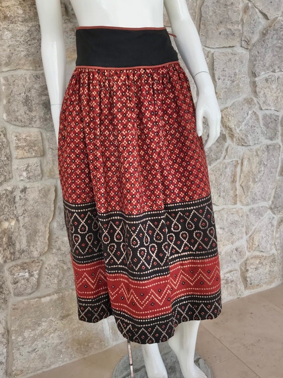 Gorgeous Vintage 1970s Indian Cotton Skirt by Cal… - image 3