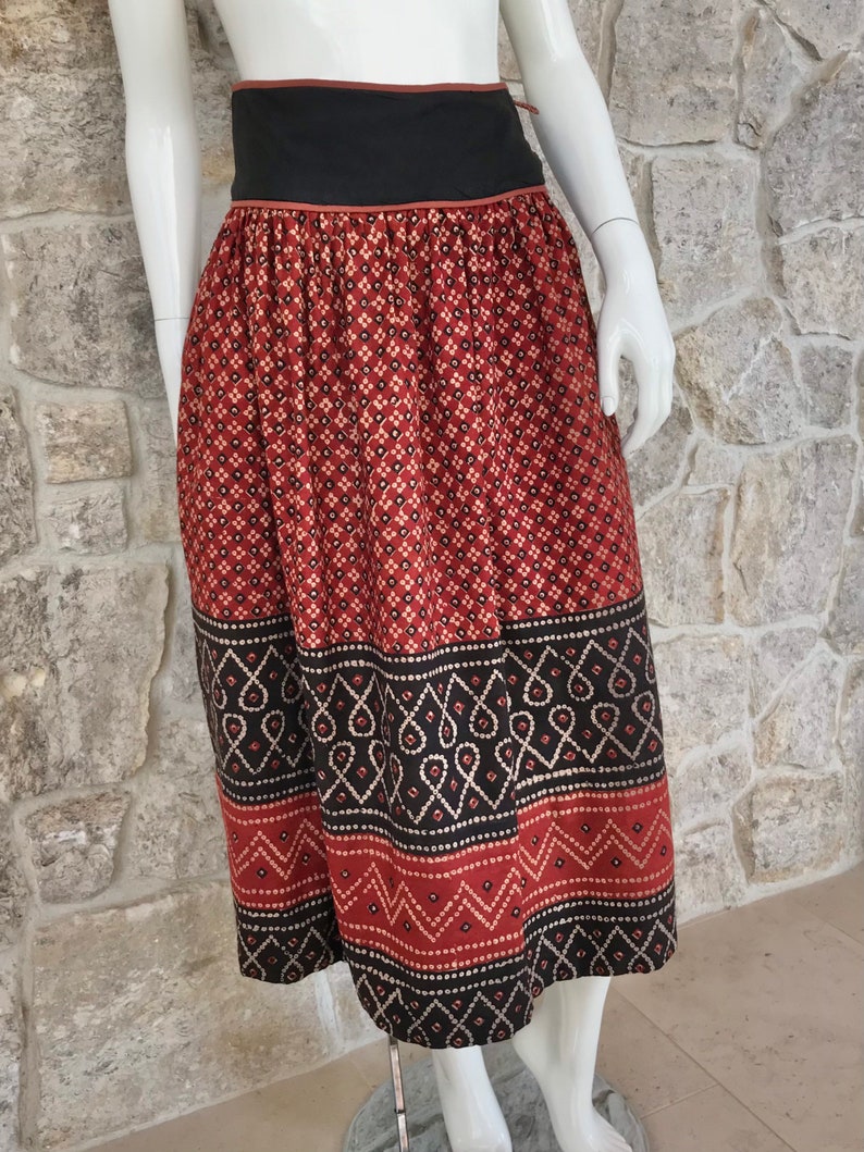 Gorgeous Vintage 1970s Indian Cotton Skirt by California Babes image 3