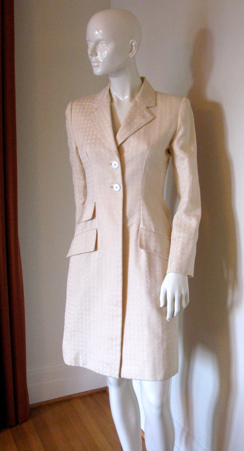Vintage Bill Blass Designer Ivory Woven Textured Jacket Coat Etsy