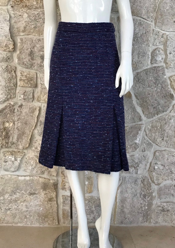 Beautiful Vintage 1960s 1970s Nubby Tweed Skirt wi