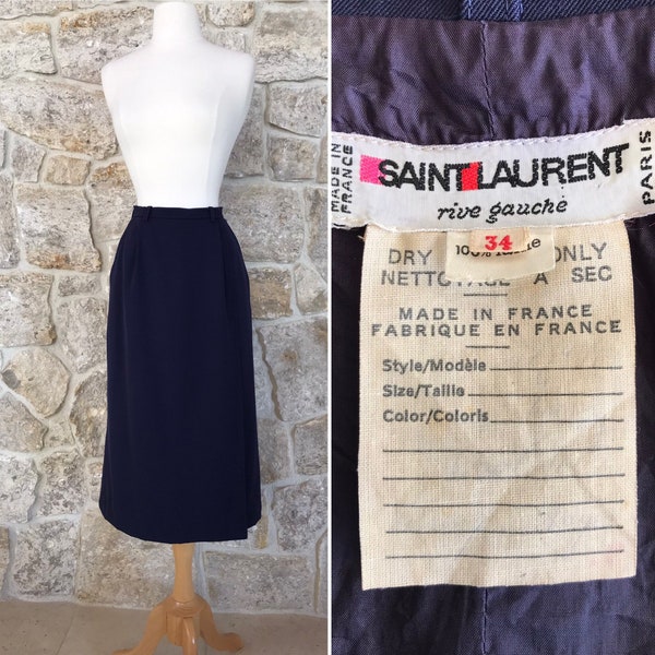 Vintage 1980s YSL Yves Saint Laurent Wool Wrap Front Skirt