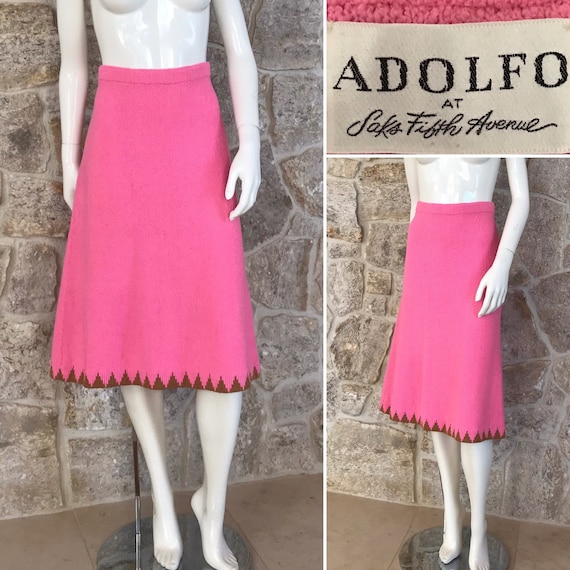 Pretty Vintage 1970s Adolfo Pink Knit Skirt - image 1