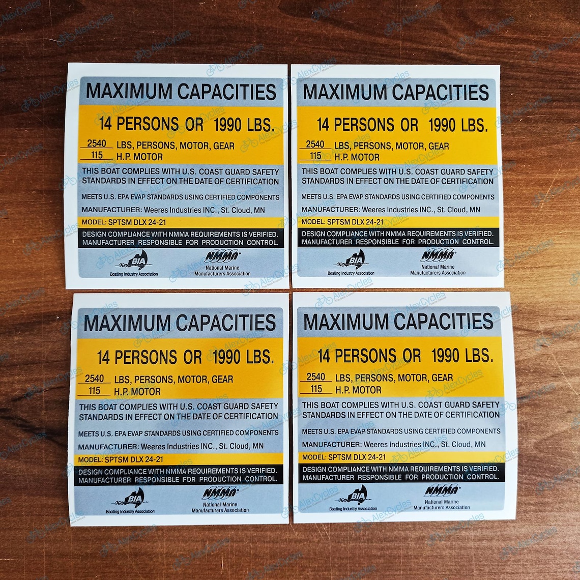 Create Your Own Ones Boat NMMA Capacity Plates Laminated Decals ...