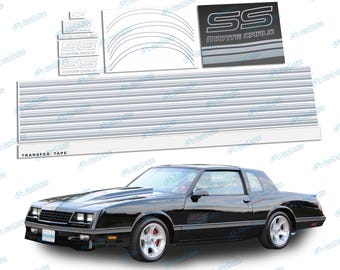 AlexCycles Glossy Decals Monte Carlo SS 1987-1988 Red Vinyl Decals Sticker Kit - Restoration Logos & Graphics Camaro Side Decals - Foto 10