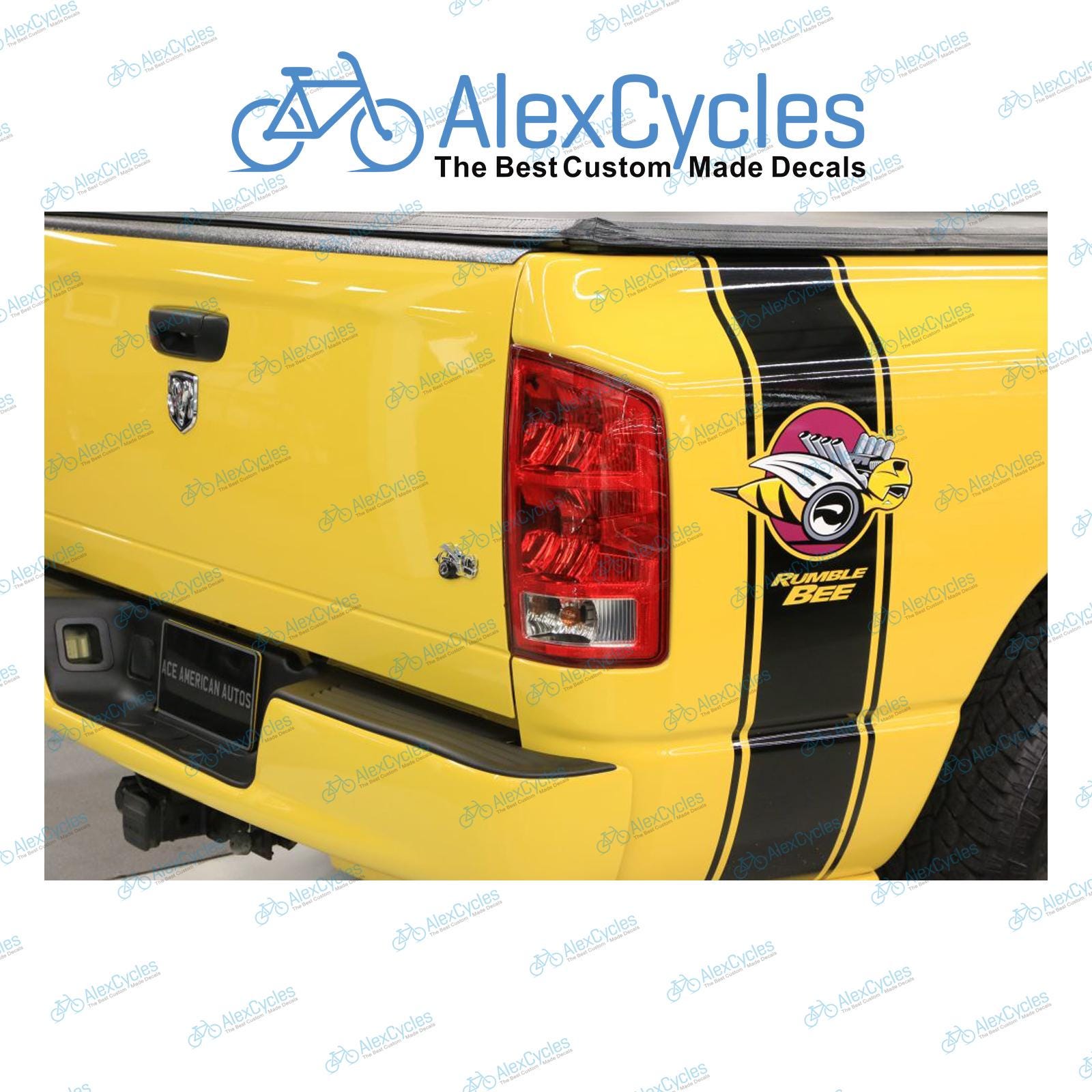 Phoenix Graphix Rumble Bee Graphics Kit – 2004-2005 Dodge Ram 1500, Rear Stripes