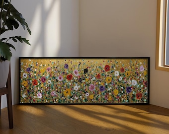 Gustav Klimt - Lienzo con marco floral dorado