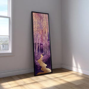 Bamboo Forest Long Narrow Wall Art : Japanese Gold River Canvas