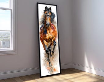 Arte mural de caballo largo y estrecho: lienzo de un majestuoso semental árabe