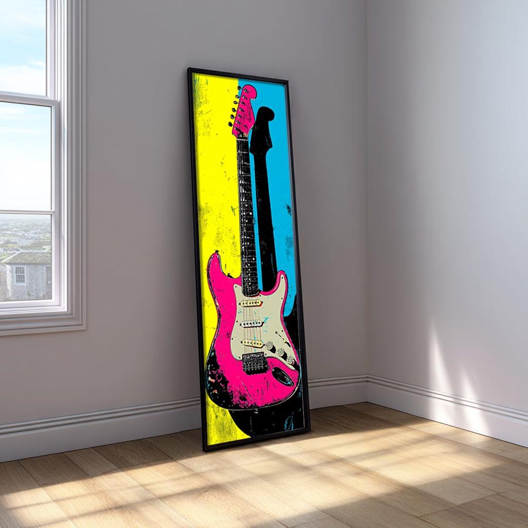 Guitar Tall Narrow Wall Art: Pop Art Musical Instrument Decor - Etsy