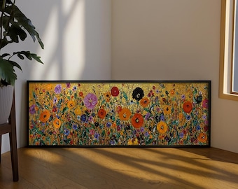 Arte mural alto y estrecho con motivos florales de Gustav Klimt: obra de arte enmarcada del árbol de la vida