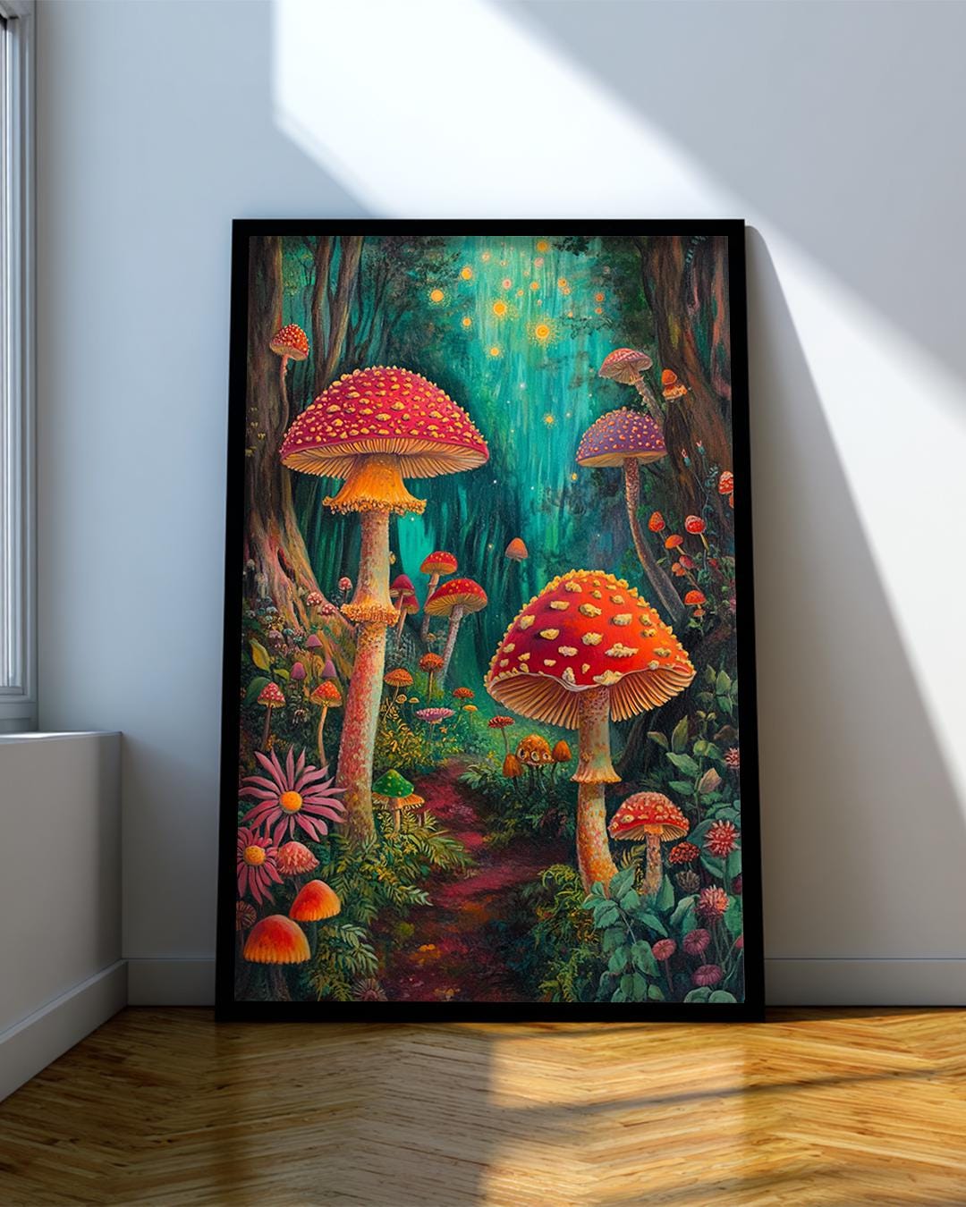 Kusama Fantasy Mushroom Wall Art : Magical Nature Forest Canvas ...