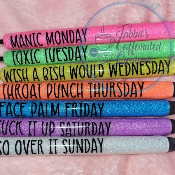 Days of the Week Pen Set Etsy