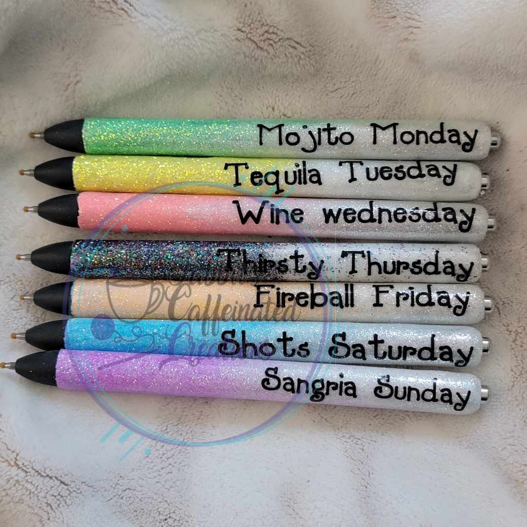 Party Day of Week resin pen set – Plank Expressions LLC